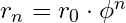 Rendered by QuickLaTeX.com r_n = r_0 \cdot \phi^n