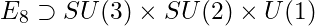 Rendered by QuickLaTeX.com E_8 \supset SU(3) \times SU(2) \times U(1)